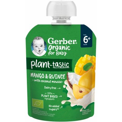 Gerber Organic ovocná mango a kdoule s kokosovým mlékem 80 g – Zbozi.Blesk.cz