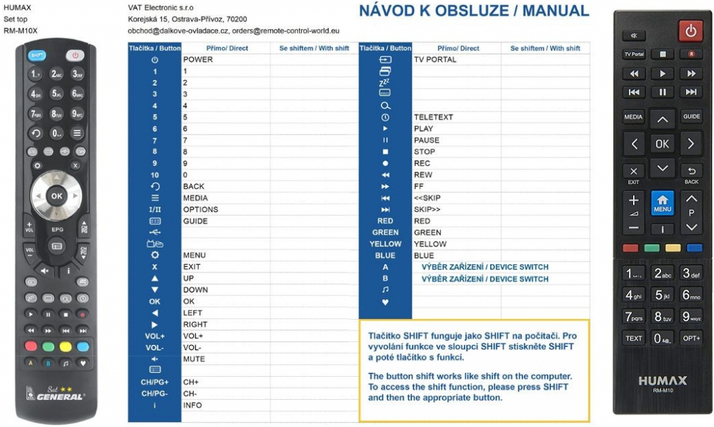 Dálkový ovladač General Humax RM-M10