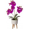 Květina Umělá Orchidej fialová v květináči na nožičkách, 42cm