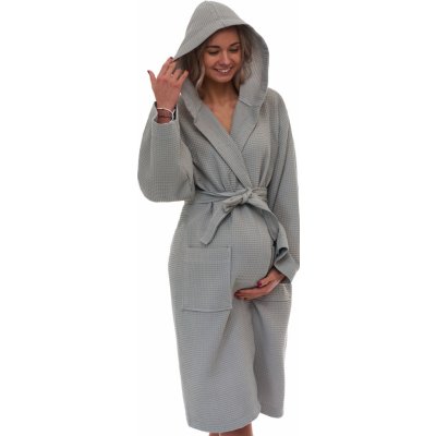 Dámský župan pro těhotné a kojící maminky ideální do porodnice 1G0716 šedá – Zboží Dáma
