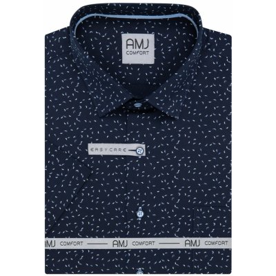 AMJ pánská bavlněná košile krátký rukáv regular fit VKBR1366 tmavě modrá smítka – Hledejceny.cz