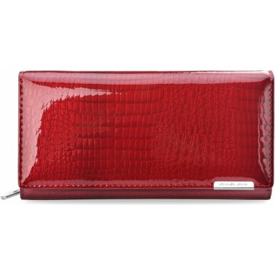 Stylová lakovaná dámská peněženka jennifer jones kožená potmonka s vytlačeným vzorem červená – Zboží Mobilmania