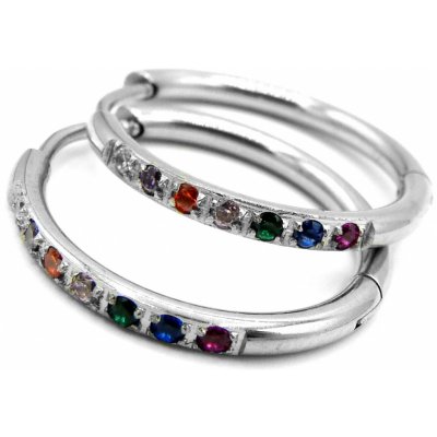 Steel Jewelry náušnice barevné kroužky z chirurgické oceli NS220237