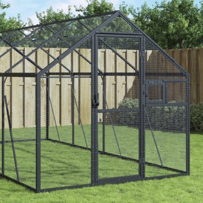 Vidaxl Voliéra antracitová 1,79 x 4 x 1,85 m hliník – Zboží Dáma