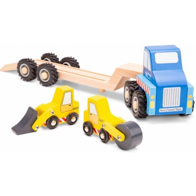 New Classic Toys Dřevěný přepravník se 2 stavebními vozidly