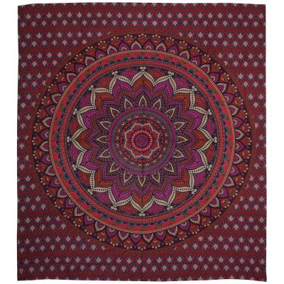 BOB Batik přehoz na postel indický Lotos Mandala fialový bavlna King size Dvoulůžko 230 x 200 cm