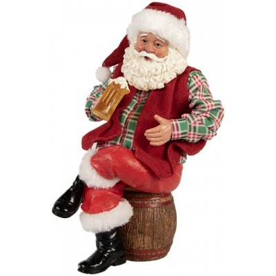 Clayre & Eef Červená vánoční dekorace figurka Santa Claus s pivem - 13*13*24 cm – Hledejceny.cz