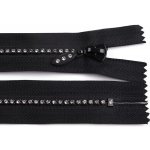 Kostěný zip No 4 délka 16 cm se štrasovými kamínky - černá – Zboží Mobilmania
