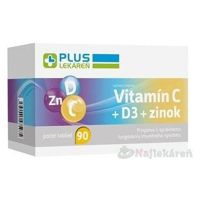 Plus Lékárna Vitamin C + D3 + Zinek tablet 90 kapslí – Hledejceny.cz