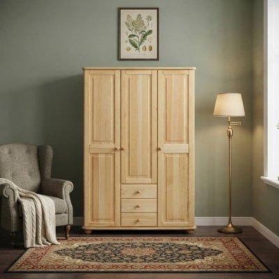 Nábytek z lesa Šatní skříň Country 3+3P SF101 masiv borovice 125 x 190 x 60 cm – Sleviste.cz