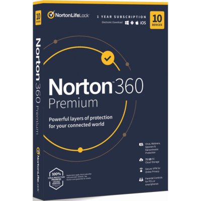 Norton 360 PREMIUM 75GB 10 lic. 1 rok (21416695) – Zbozi.Blesk.cz