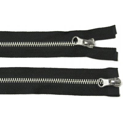 Kovový zip no.5 rozepínací dvoucestný 120cm (stříbrné zoubky) černý – Zboží Mobilmania