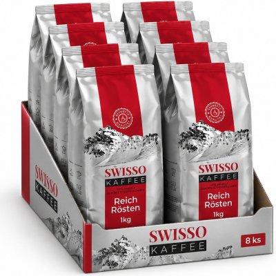 Swisso 100% arabika, středně pražená zrnková 8 x 1 kg – Hledejceny.cz
