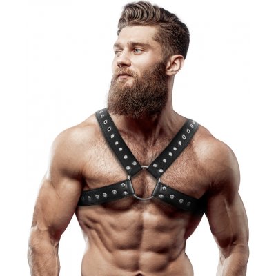 Fetish Submissive Attitude Eco Leather Crossed Chest Strap Harness Men Black