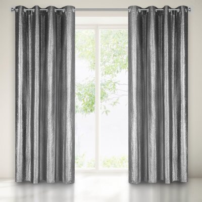 EUROFIRANY ZÁVĚS NA KROUŽCÍCH GLOSSY 140X250 CM ČERNÁ – Sleviste.cz