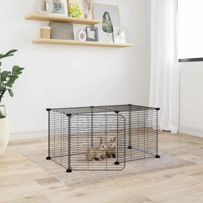 vidaXL 8panelová ohrádka pro zvířata s dvířky černá 35 x 35 cm ocel 9799.3114053 – Sleviste.cz