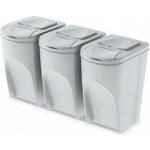 Prosperplast Sada 3 odpadkových košů SORTIBOX popelavá objem 3 x 35 L – Zboží Dáma