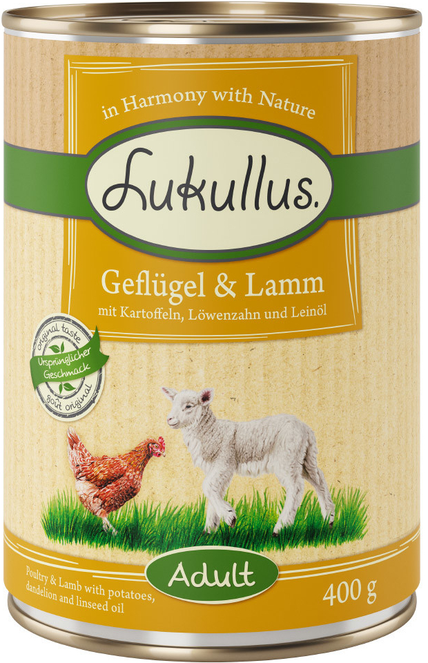 Lukullus Adult drůbeží & jehněčí 6 x 400 g