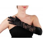 Dlouhé společenské rukavice saténové s krajkou černá – Hledejceny.cz