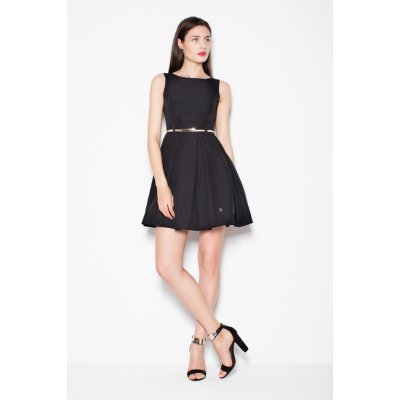 Šaty se skládanou sukní a páskem VT078 black – Zboží Mobilmania