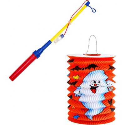 Lampion Halloween 15 cm se svítící hůlkou 40 cm – Zboží Mobilmania