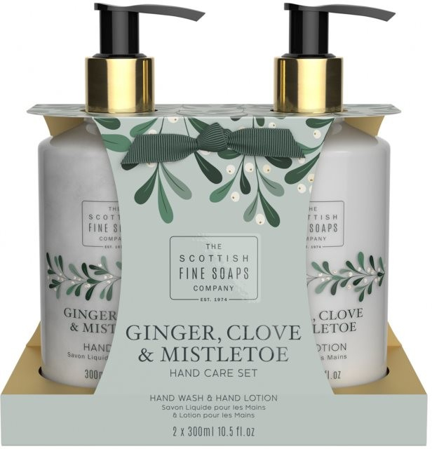 Scottish Fine Soaps Ginger, Clove & Mistletoe tekuté mýdlo na ruce 300 ml + mléko na ruce 300 ml