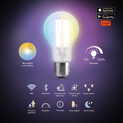 Retlux RSH 103 A60 E27 filament 7 W CCT LED SMART žárovka – Hledejceny.cz