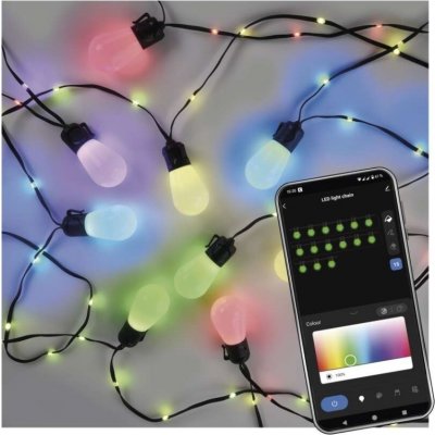 EMOS GoSmart LED světelný řetěz 15× párty žárovky 15 m venkovní i vnitřní RGB WiFi – Hledejceny.cz