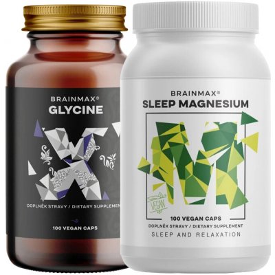 BrainMax Sleep magnesium + BrainMax Glycin 975 mg 100 rostlinných kapslí – Hledejceny.cz