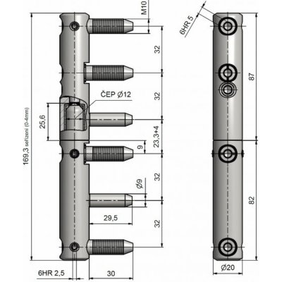 TKZ dveřní závěs Trio 20 MAX BZ M10x29 PH Povrch: zinek žlutý – Zboží Mobilmania
