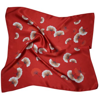 White orchid hedvábný šátek červené ginkgo v dárkovém balení – Zboží Dáma