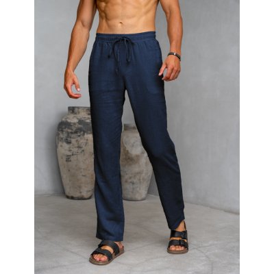 TallGuys pánské prodloužené lněné kalhoty navy – Zboží Dáma