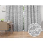 Biante Dekorační závěs Leona LN-169 Bílé listy na šedém - šířka 270 cm 270x170 cm – Zboží Dáma