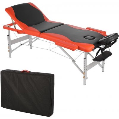 Melko Masážní stůl Melko 3 zónová terapeutická lavice kosmetický hliníkový rám černá / oranžová