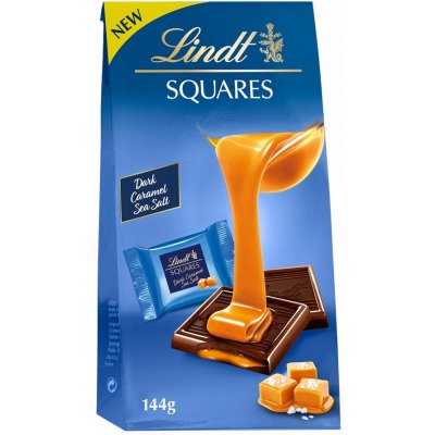 Lindt Squares hořká čokoláda s karamelovou náplní a mořskou jedlou solí 144 g – Zboží Mobilmania