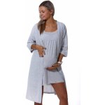 Mateřská košilka úzká ramínka na kojení a župan v setu 1G0451 šedá – Zbozi.Blesk.cz