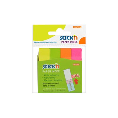 Hopax Papírové samolepicí záložky Stick'n nenonové barvy, 50 x 12 mm – Hledejceny.cz