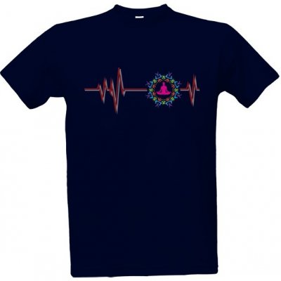 Tričko s potiskem jóga v srdci pánské Námořní modrá
