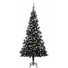 Vánoční stromek vidaXL Umělý vánoční stromek s LED a sadou koulí černý 150 cm PVC