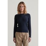 Gant STRETCH COTTON CABLE C-NECK modrá – Zboží Dáma