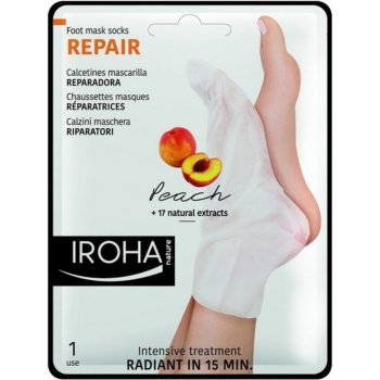 Iroha Repair Foot Mask Socks Peach regenerační maska na nohy a nehty s broskvovým sérem 2 x 9 ml