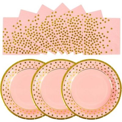AHPYEUHK Papírové talíře 17,8 cm párty talíře a ubrousky 16,5 cm sada párty nádobí – Zbozi.Blesk.cz