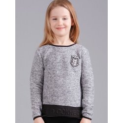 Dívčí svetr s nápisem a erbem šedý