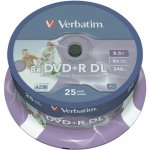 Verbatim DVD+R DL 8,5GB 8x, printable, spindle, 25ks (43667) – Zboží Živě