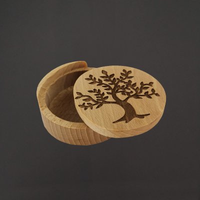 AMADEA Dřevěná krabička kulatá strom 8 cm masivní dřevo – Zboží Mobilmania