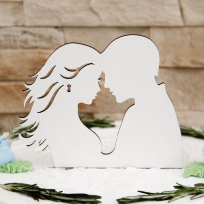 Dřevěný zápich na svatební dort - Novomanželé – Zboží Mobilmania