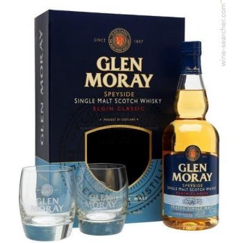 Glen Moray PEATED 40% 0,7 l (dárkové balení 2 sklenice)