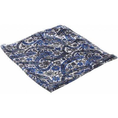 hedvábný šátek s potiskem šedo-světle modro-bílý – Zboží Mobilmania