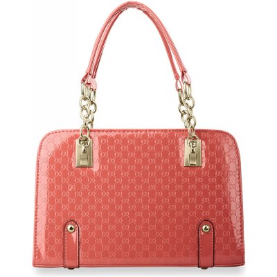 Dámská kožená kabelka kufřík s ražením růžová – Zboží Mobilmania