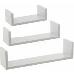 Sada 3 bílých nástěnných polic Edge MDF moderních na knihy a dekorace 42 cm – Zboží Mobilmania
